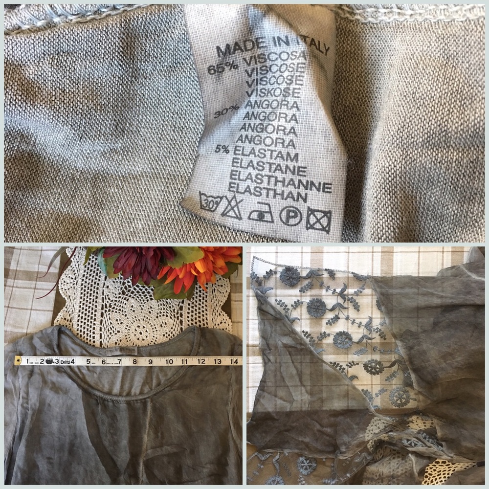 Italian Silk & Angora Grey Asymmetrical Top - Picture 4 of 4